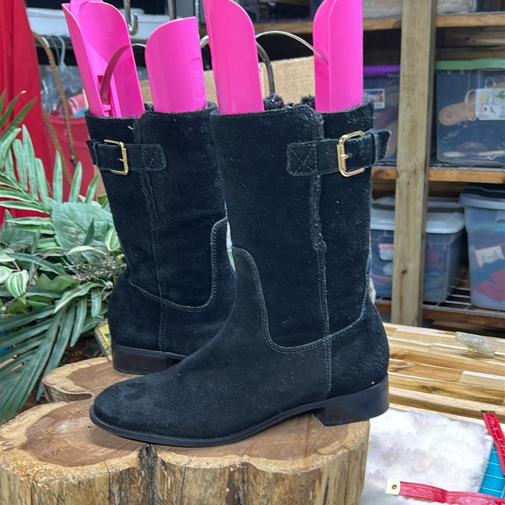 Talbots Black Suede Tinley Boots size 8 B made in Brazil
